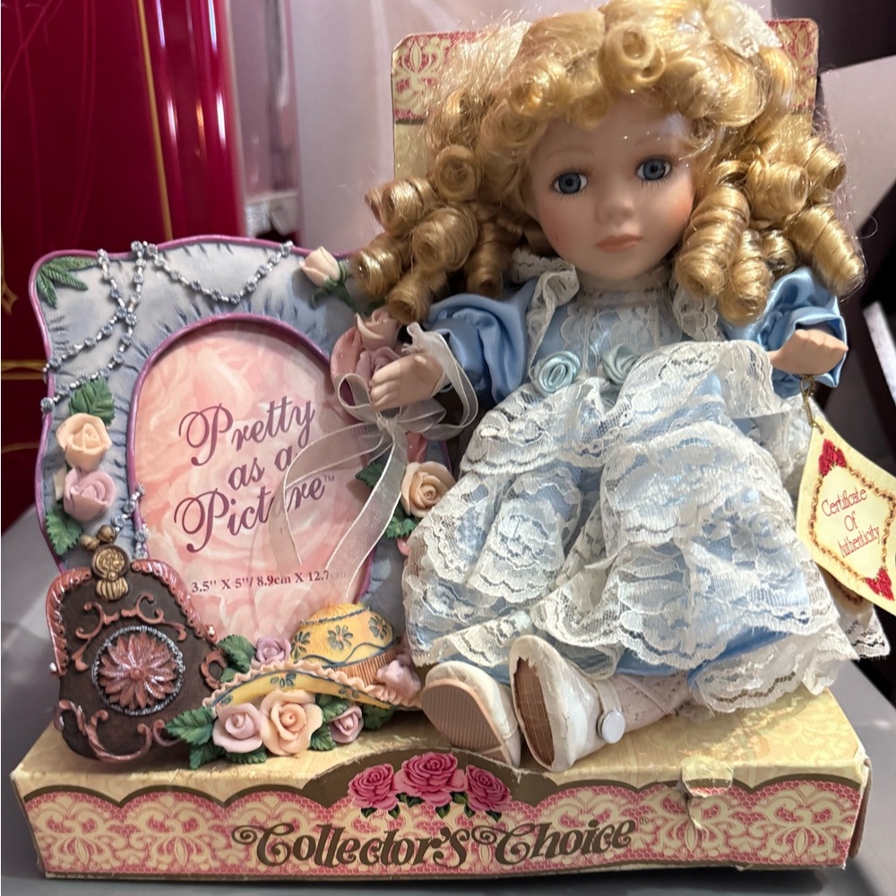 Porcelain Doll with Blue Dress